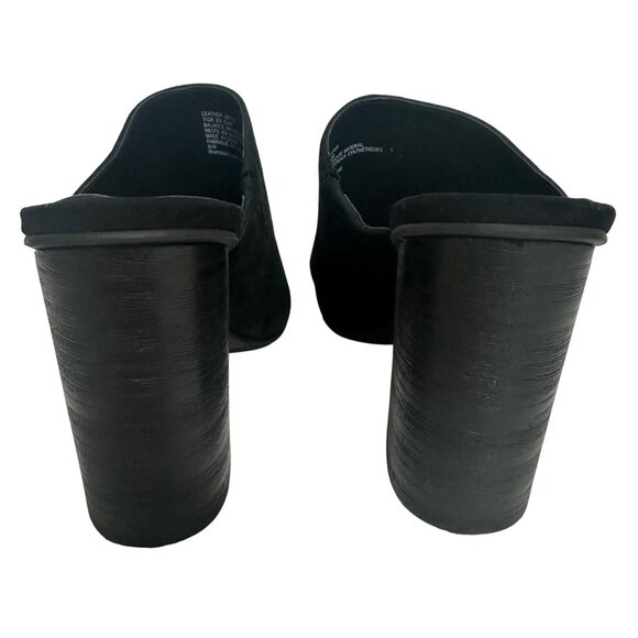 Nordstrom BP. Black Womens Suede Peep-Toe Block Heel Mules SZ 8.5M Slide Goth - Picture 7 of 11